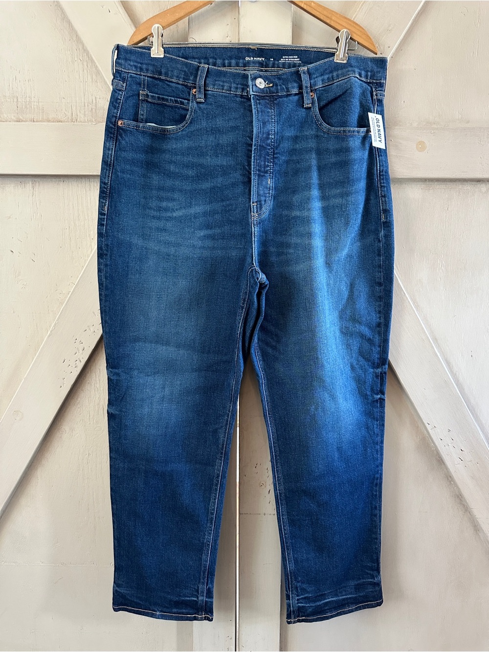 Old Navy Sky-Hi Straight Jeans Women’s 16 Extra High Rise Dark Wash NWT